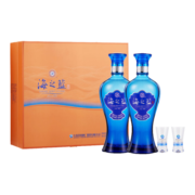 洋河蓝色经典 海之蓝480ml 口感绵柔浓香型白酒 52度 480ml*2瓶 礼盒装