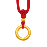 中国黄金（CHINA GOLD）999平安扣黄金吊坠女足金情侣项链七夕情人节礼物送女友老婆生日 足金平安扣项链-黑绳