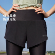 迪卡侬瑜伽运动服健身套装跑步速干衣短袖T恤假两件紧身裤女WSSL