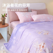 安睡宝（SOMERELLE）家纺床上四件套纯棉100%全棉斜纹印花床品40支13372小清新被套 淡烟弄晓（推荐款） 单人三件套 150*215cm