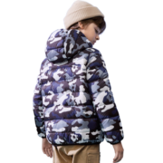 雪中飞kids童装反季儿童羽绒服男童轻薄款中大童连帽迷彩短裤羽绒服冬 粉迷彩 130