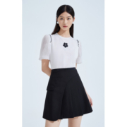 ochirly 欧时力 女士泡泡袖短袖T恤 1TZ2028570018