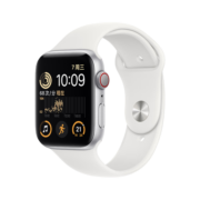 Apple Watch SE 2022款智能手表GPS + 蜂窝款40毫米银色铝金属表壳白色运动型表带MNPQ3CH/A
