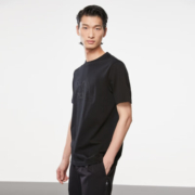 杰克·琼斯（JACK&JONES）夏季男装新款T恤含棉亲肤舒适刺绣休闲短袖上衣男士 E40黑色 175/96A/M