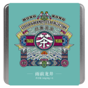 虎标雨前龙井 二级茶叶 豆香浓郁 铁盒装送礼品袋 160g