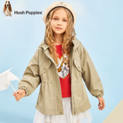 Hush Puppies  暇步士 童装女童男童风衣春秋季中大童卡儿童宽松舒适外套 浅卡其（女童） 105cm