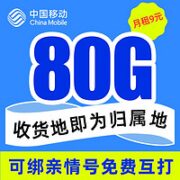 中国移动 畅明卡 9元月租 （80G全国流量）