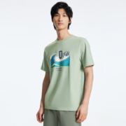 杰克·琼斯（JACK&JONES）夏季新款男士商务休闲半袖上衣潮流印花纯棉短袖T恤223201208 薄荷绿 175/96A/M