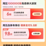 京东金融 京东白条 6期免息券+9.8折折扣券