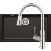 汉斯格雅（Hansgrohe） 厨房龙头水槽石槽龙头套组大单槽水槽 至尊黑石槽+国产抽拉龙头