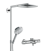 汉斯格雅（Hansgrohe） 德国原装双飞雨300顶喷恒温浴缸龙头带下出水淋浴管花洒套装 26164007