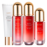 PLUS会员：KANS 韩束 红蛮腰套装(洁面膏100g+水100ml+乳100ml+精华液30ml）赠 玻尿酸面膜5片+精美礼袋
