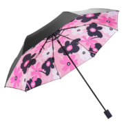 天堂伞 三折叠晴雨伞55cm*8骨遮阳伞 花样粉红