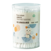全棉时代（PurCotton） 全棉时代婴儿细轴双头棉签宝宝专用水滴头螺旋头双用180支/筒