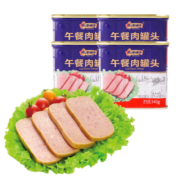 林家铺子 猪肉午餐肉罐头340g*4整箱装 即食速食午餐肉早餐火锅煎烤户外