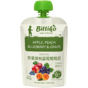需抢券、概率券:bittiko 贝爱其味 果泥辅食 水果泥 苹果黄桃蓝莓葡萄泥100g