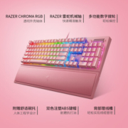 雷蛇（Razer） 新款黑寡妇蜘蛛 机械键盘有线键盘游戏键盘104键 V3 粉晶绿轴（带腕托）