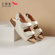 plus会员：红蜻蜓 女夏季牛皮革 一字带魔术贴舒适凉鞋 K27074002 39