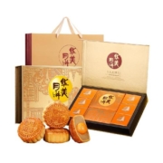 华美金典620g广式月饼10饼4味浮雕烫金礼盒中秋送礼月饼礼盒糕点
