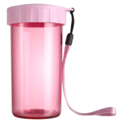 特百惠（Tupperware）雅致塑料杯 儿童水杯子男女学生夏季小巧便携带拎绳 柔蜜粉300ML