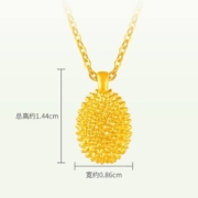 梦金园  留恋一生金榴莲黄金吊坠 约0.49g 配S925银镀金项链