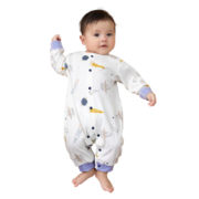 欧孕新生婴儿衣服宝宝连体衣长袖秋装纯棉睡衣哈衣秋季套装 布洛鱼黄【中开】 66