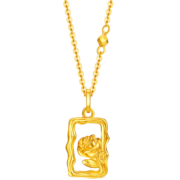 菜百首饰 黄金链牌 足金ROSE浪漫复古相框 玫瑰  5D链牌 计价 HJ 七夕礼物 黄金链牌 约3.92g 约43cm