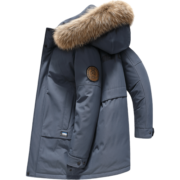 雪中飞极寒羽绒服男士中长款连帽加厚大毛领外套 灰蓝 175/92A(L)