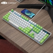 MageGee 机械风暴 电竞吃鸡LOL游戏键盘 有线背光键盘 游戏机械键盘 台式笔记本电脑键盘 绿白色冰蓝光 青轴