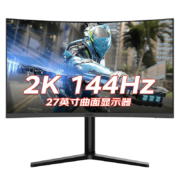 PLUS会员 科睿 KOORUI 27英寸 曲面屏1500R 2K 144Hz 专业游戏电竞显示屏 27E1QC