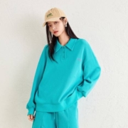 限尺码：太平鸟 superChina运动卫衣女 欧阳娜娜同款 蓝色长款