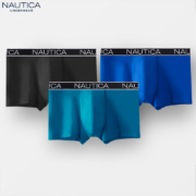 Nautica Underwear 诺帝卡 男士大织带LOGO平角内裤 3条装
