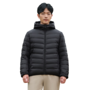 坦博尔轻薄羽绒服男2023年新款全新渐变印花保暖连帽外套TA330221 黑色 170/88A