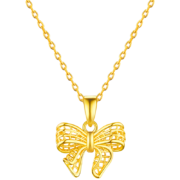 今晚20点，需抢券：LUKFOOK JEWELLERY 六福珠宝 女士在逃公主蝴蝶结足金吊坠 1.18g F95TBGP0003