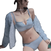 Glambody MAGIC NATURAL LINE无痕小胸聚拢内衣女无钢圈调整型胸罩性感光面薄款文胸套装682171 天蓝色 75B