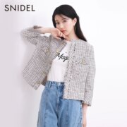2023秋冬新品，Snidel 气质粗花呢金属扣小香风短外套SWFJ234086