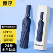惠寻 24骨双龙骨全自动雨伞 藏青