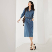 DUIBAI 对白 女式长袖牛仔连衣裙 DDQ005L