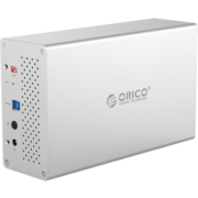 奥睿科（ORICO）磁盘阵列盒阵列柜usb3.0硬盘柜SATA串口全铝台式机外置盒RAID柜 3.5英寸双盘位 WS200RU3 银