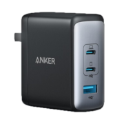 Anker安克氮化镓100W充电器三口快充小巧可折叠插脚通用iPhone15华为mate60Pro手机笔记本平板都能充 【全氮化镓】100W多口快充黑