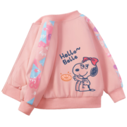 SNOOPY史努比女童外套男孩棒球服春秋季中大童户外运动服儿童夹克两面穿 FKD20543B粉 110