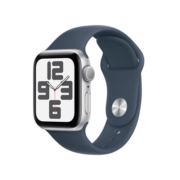 Apple Watch SE 2023款智能手表GPS款40毫米银色铝金属表壳风暴蓝色运动型表带M/L 健康电话手表MRE23CH/A