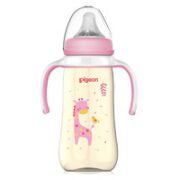 Pigeon 贝亲 PPSU双手柄彩绘奶瓶 330ml 粉色长颈鹿LL奶嘴（9个月以上）
