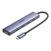 绿联 Type-C扩展坞 HDMI转接头拓展坞USB-C3.0分线器适用苹果mac联想华为笔记本电脑 【五合一】 HDMI+USB3.0*4
