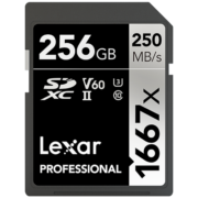 雷克沙（Lexar）256GB SD存储卡 U3 V60 4K数码相机内存卡 读250MB/s 写120MB/s 双排金手指（1667x Pro）599元 (月销2000+)