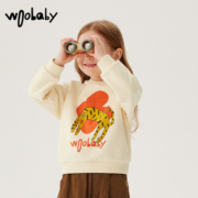 【天猫U先】woobaby男童女童卫衣23秋新品纯色卫衣圆领设计