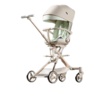 普洛可（PLAYKIDS）遛娃神器X6-3双向可坐可躺睡婴儿折叠高景观溜娃儿童宝宝手推车 金槟奶绿