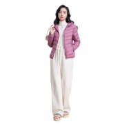 鸭鸭轻薄羽绒服女新款时尚修身短款冬连帽轻便时尚外套KXM 黑色 L
