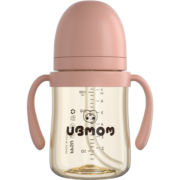 UBMOM吸管杯儿童水杯吸管奶瓶喝水宝宝学饮杯6个月ppsu韩国原装进口 【专利防喷】200ml-宝妈粉
