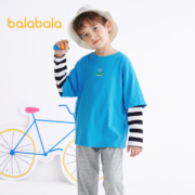 Balabala 巴拉巴拉 儿童假两件印花长袖上衣+卫裤